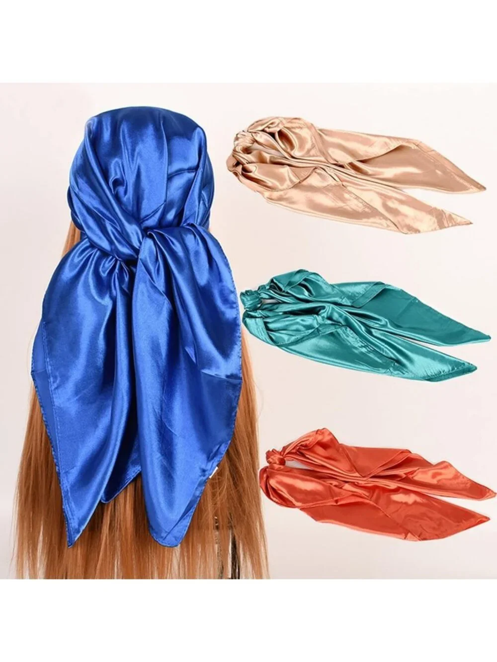 Large 35” Satin Head Scarf - Silk Feel Fashion Hair Wraps for Women & Girls